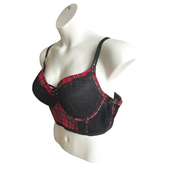 NWT Torrid Bra 42D Bustier Long Line Punk Gothic Lingerie‎ Core Rebel Vampy Lace - Picture 3 of 6